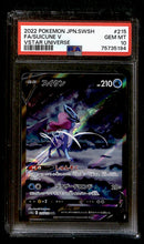 Suicune V SAR Japanese Vstar Universe 215/172, PSA 10 Pokemon Card