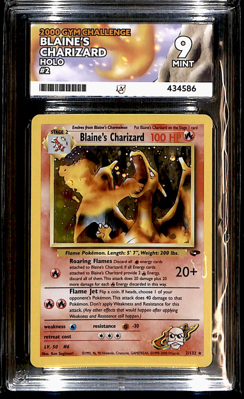 Blaines Charizard Holo Gym Challenge 2/132, ACE 9 Pokemon Card