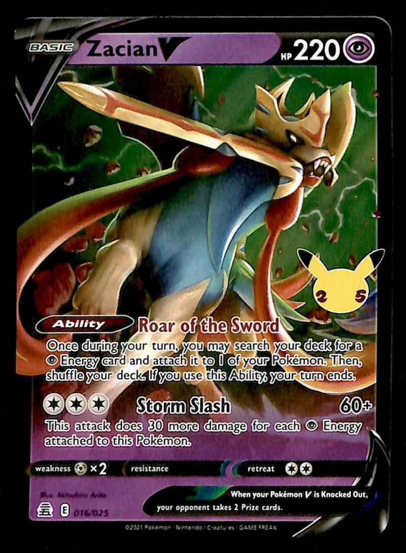 Zacian V Celebrations 25th Anniversary 016/025, NM Pokemon Card