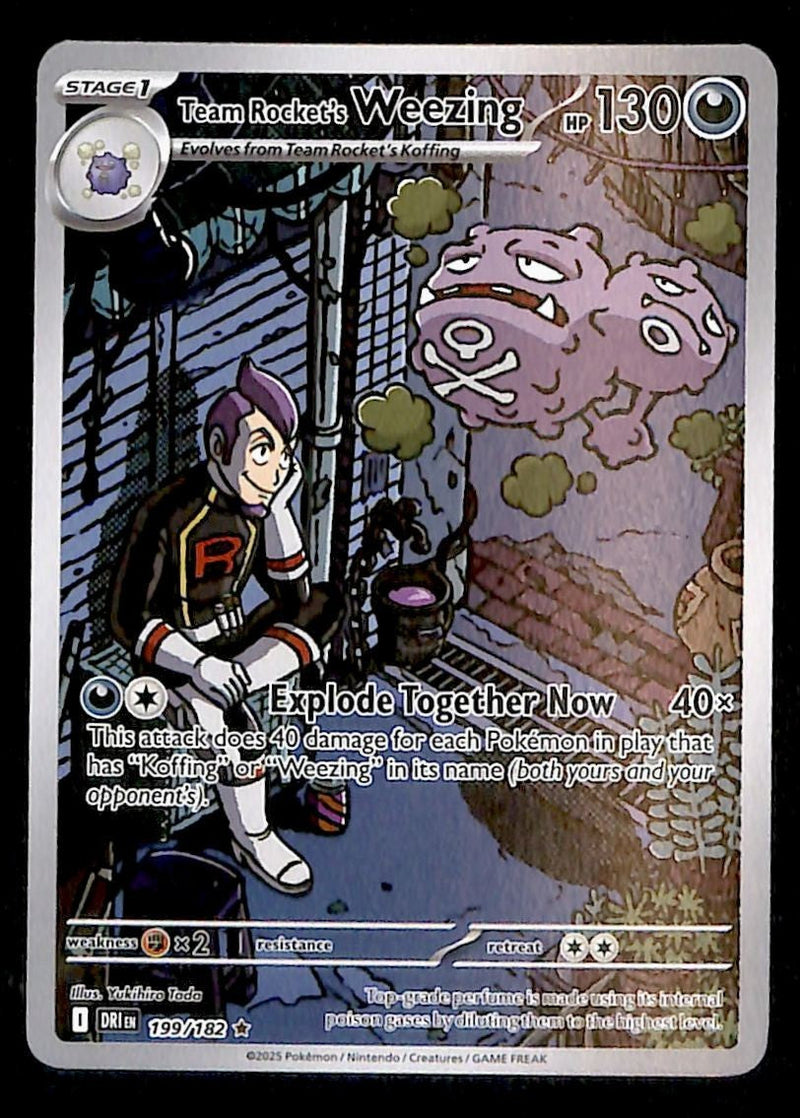Team Rocket's Weezing Illustration Rare Destined Rivals 199/182, NM PokemonCard