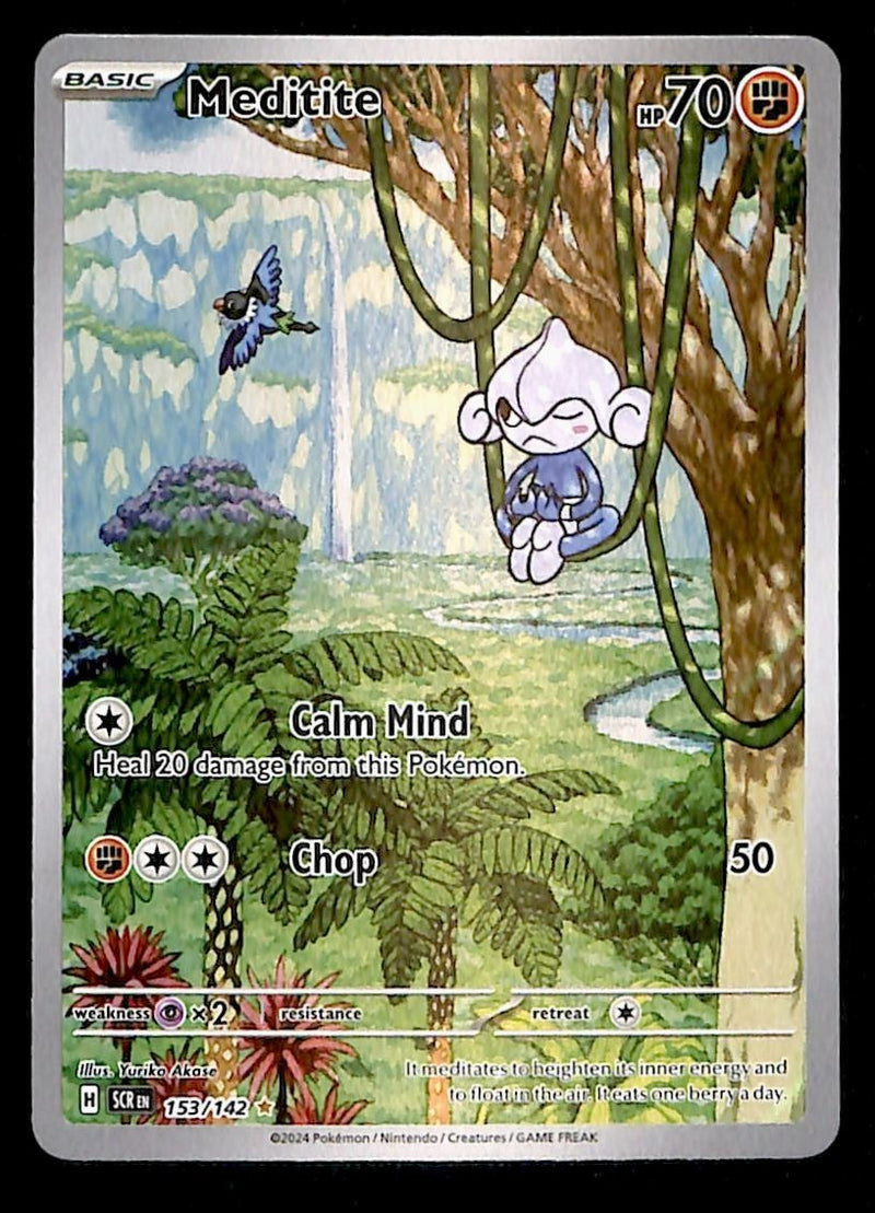 Meditite Illustration Rare Stellar Crown 153/142, NM Pokemon Card