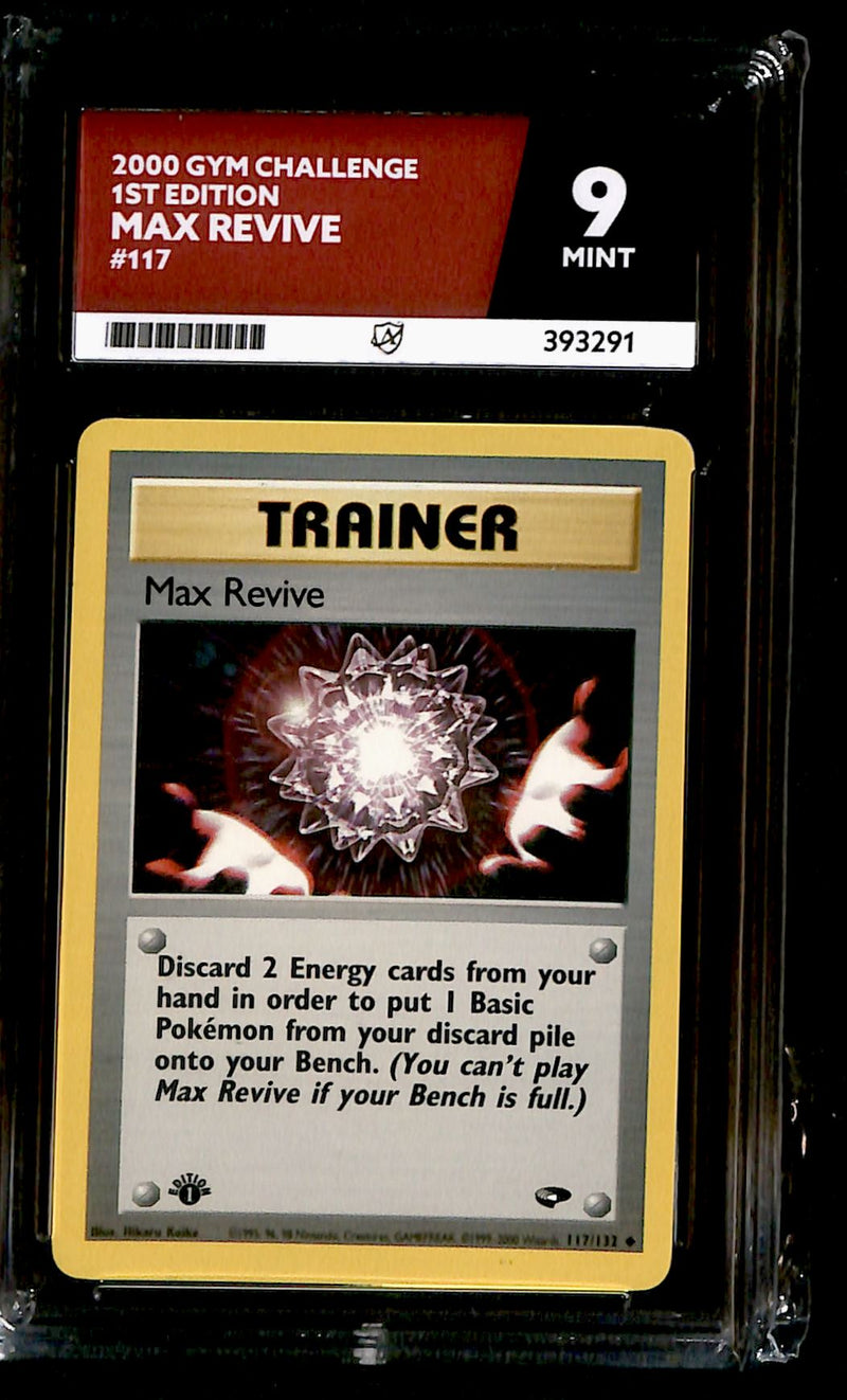 Max Revive 1st Edition Gym Challenge 117/132, ACE 9 Pokemon Card
