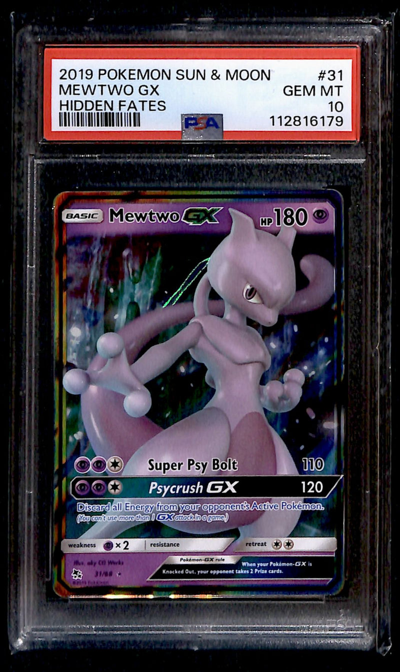 Mewtwo GX Hidden Fates 31/68, PSA 10 Pokemon Card