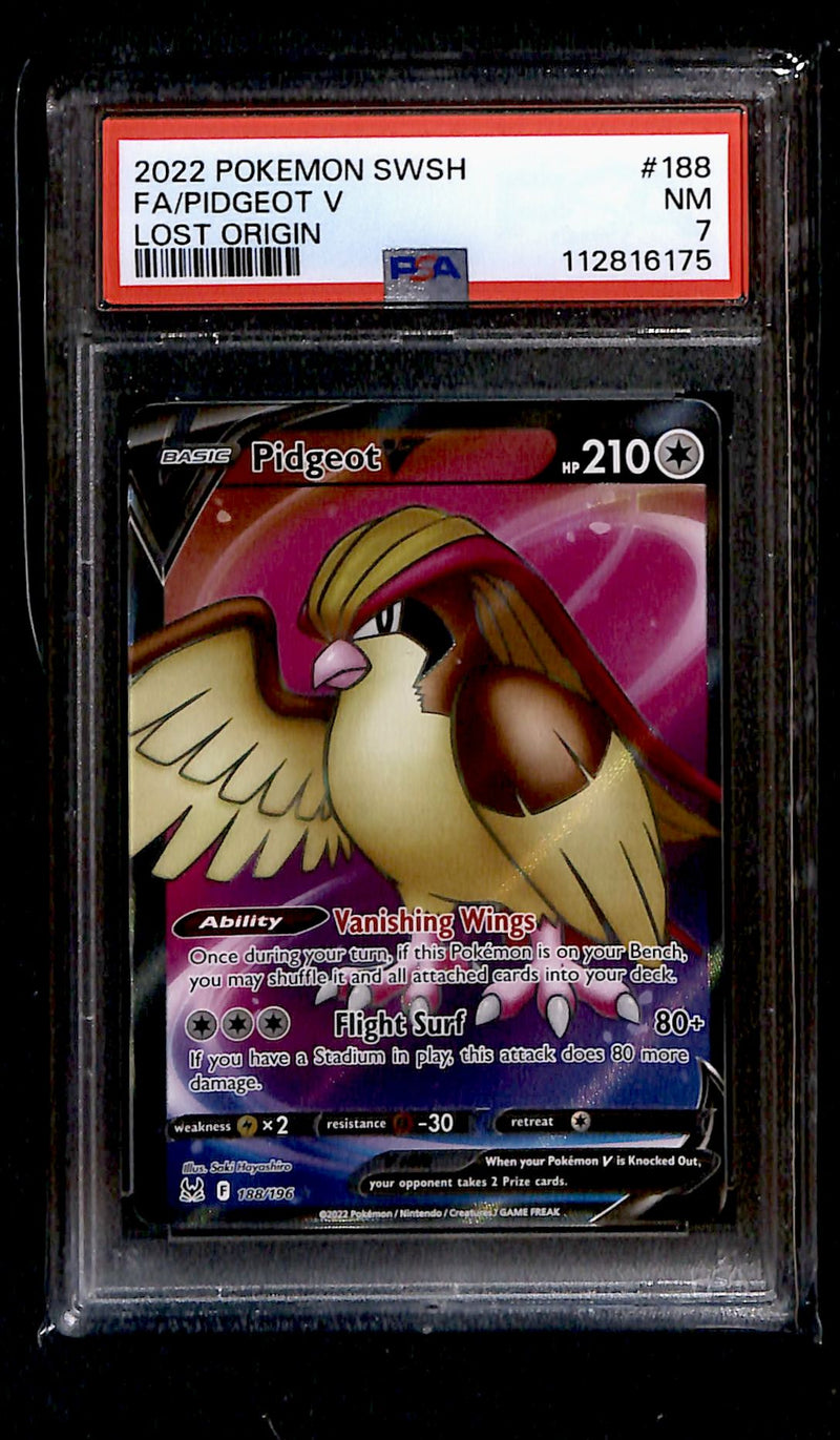 Pidgeot V Lost Origin 188/196, PSA 7 Pokemon Card