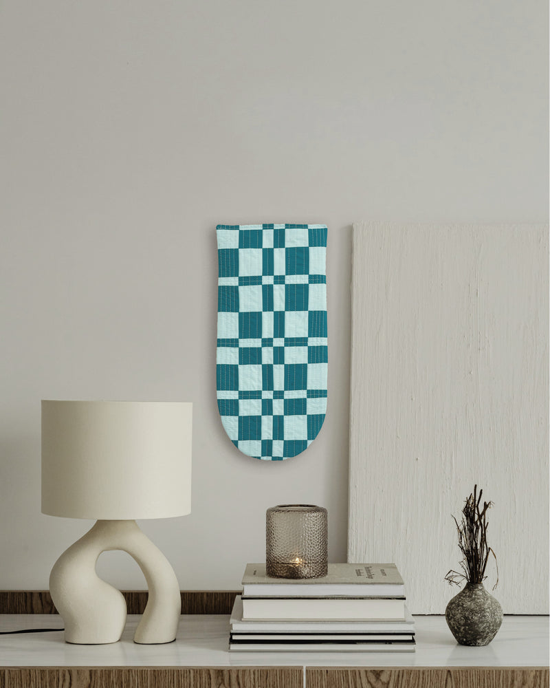 Check Wall Quilt Teal 3